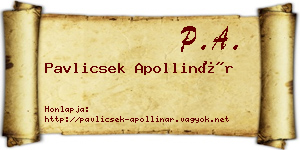 Pavlicsek Apollinár névjegykártya